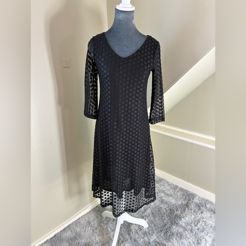 Kozan Black Polka Dot Mesh Midi Dress